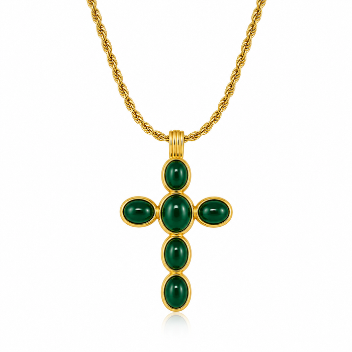 Rope Chain Cross Charm Necklace