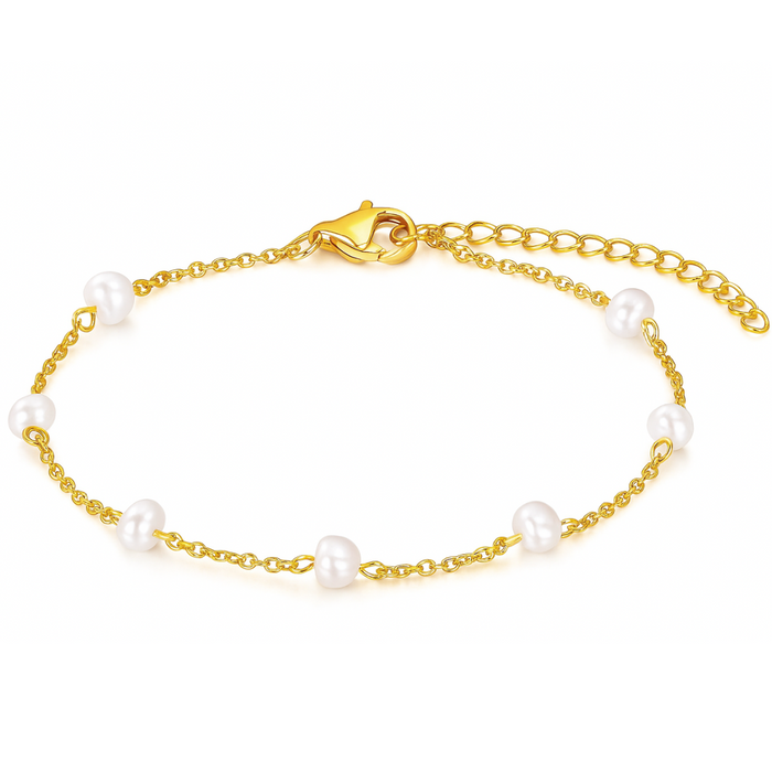 Rosette Pearl Chain Anklet