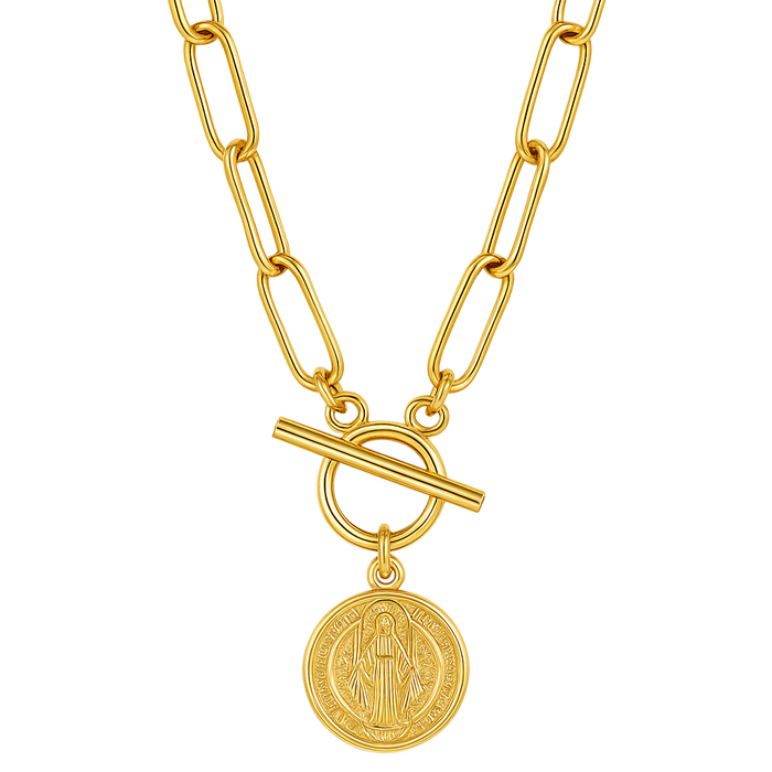 Rowan Toggle Chain Coin Necklace — Mid-Length Necklace