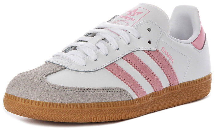 Adidas Samba OG J In White Pink For Youth