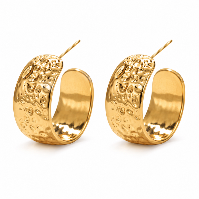 Small Hammered hoop Earring