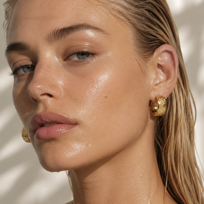 Small Hammered hoop Earring