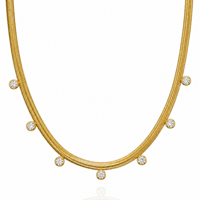 Snake Chain Bezel Charm Necklace