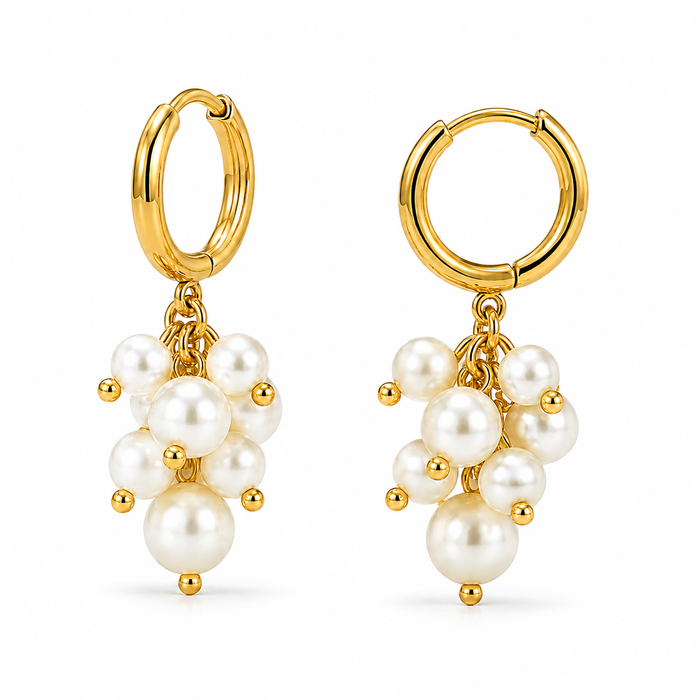 Soraya Cluster Pearl Huggie Hoop Earring