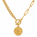 Stacie Toggle Chain Coin Necklace — Mid-Length Necklace