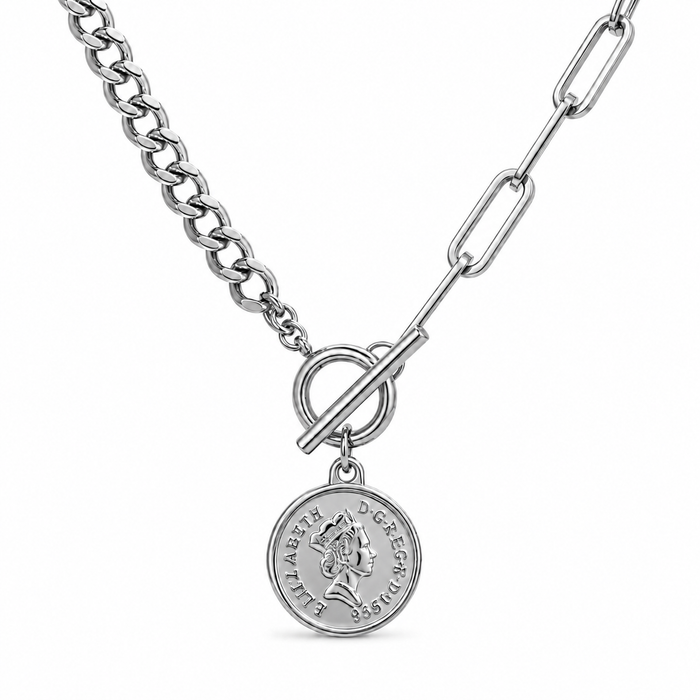 Stacie Toggle Chain Coin Necklace — Mid-Length Necklace