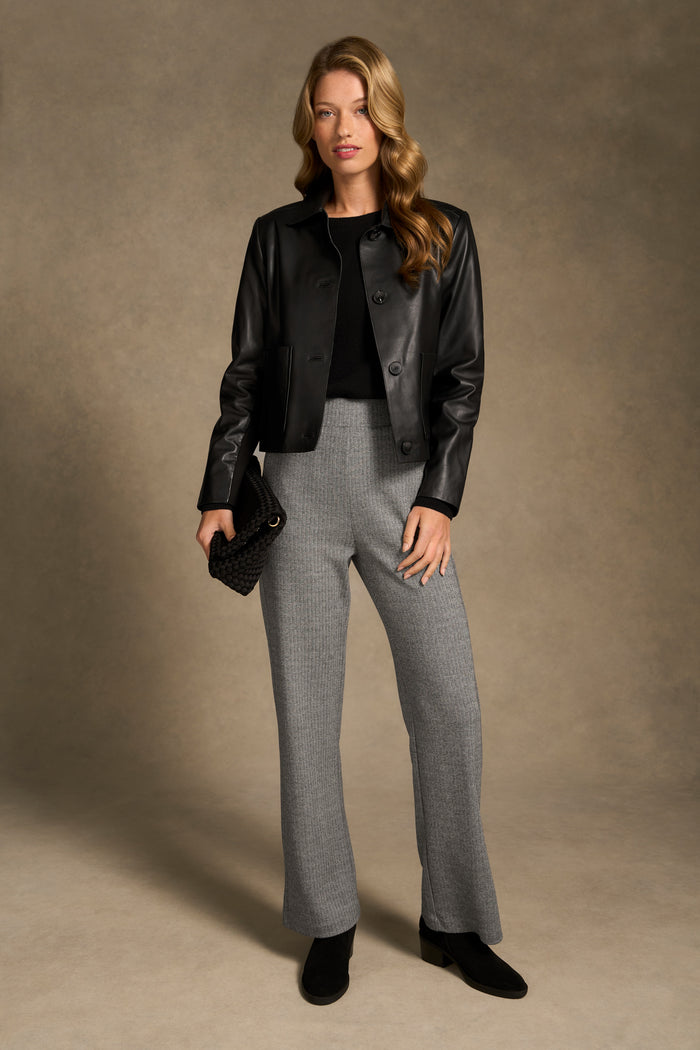 Straight Leg Leisure Pant - Classic Herringbone