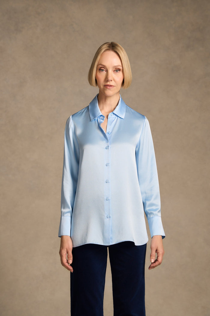 Stretch Silk Shirt - Arctic Blue