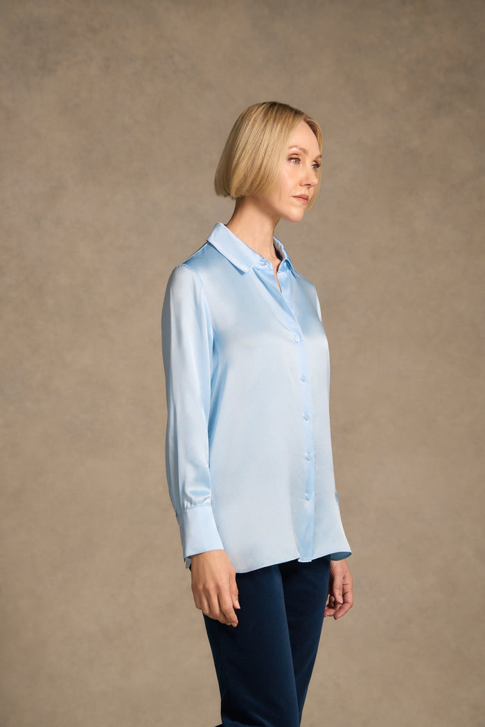 Stretch Silk Shirt - Arctic Blue