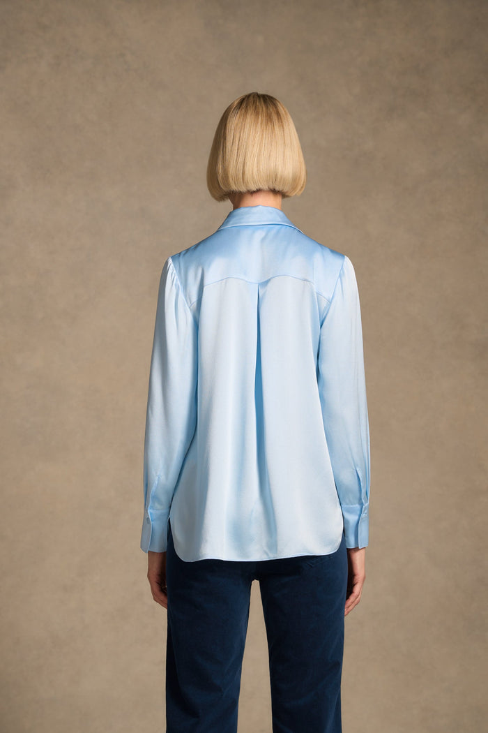 Stretch Silk Shirt - Arctic Blue
