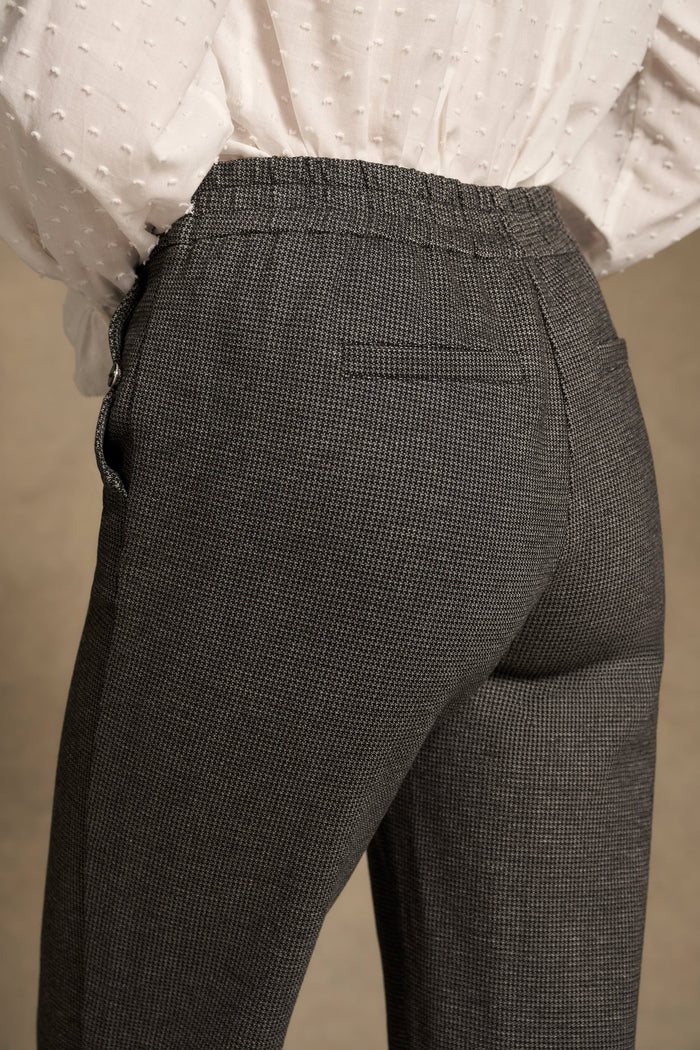 Tab Detail Ponte Pant - Mini Houndstooth