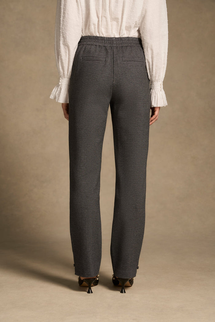 Tab Detail Ponte Pant - Mini Houndstooth