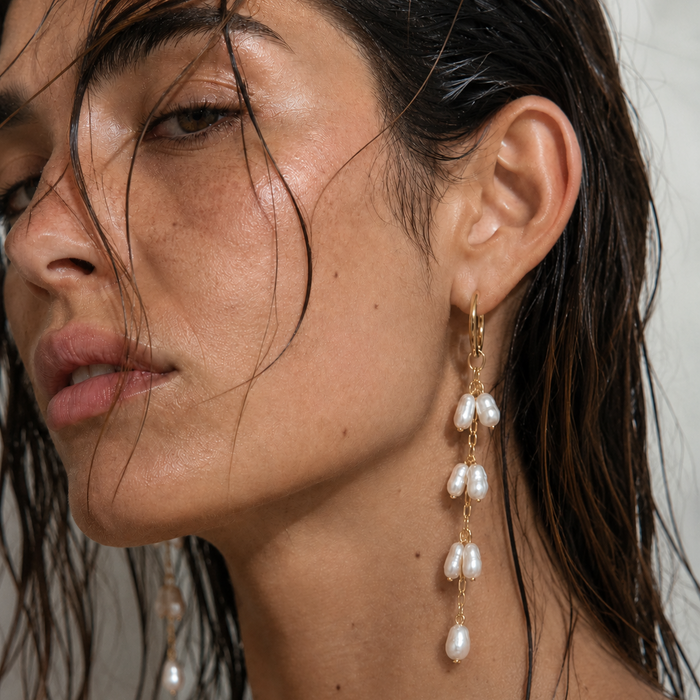 Theodora Mini Hoop Pearl Drop Earring — Hoop Earring
