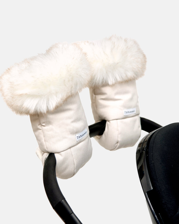 Heather Beige - White Faux Fur//