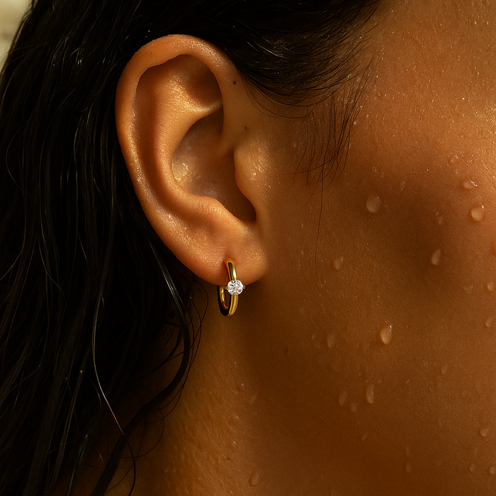 Yael Solitaire Huggie Hoop Earring