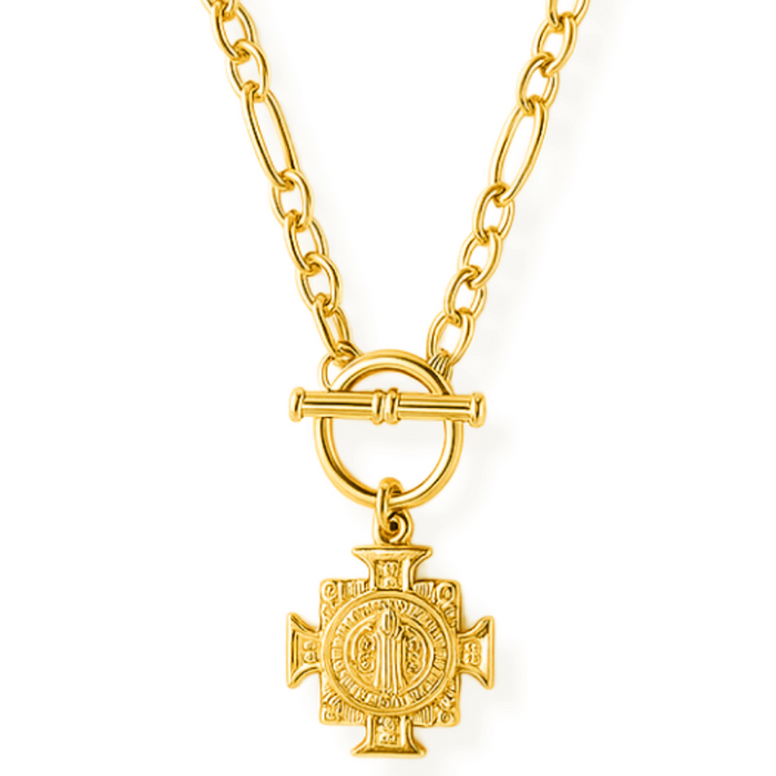 Zayn Toggle Chain Cross Necklace — Short Necklace